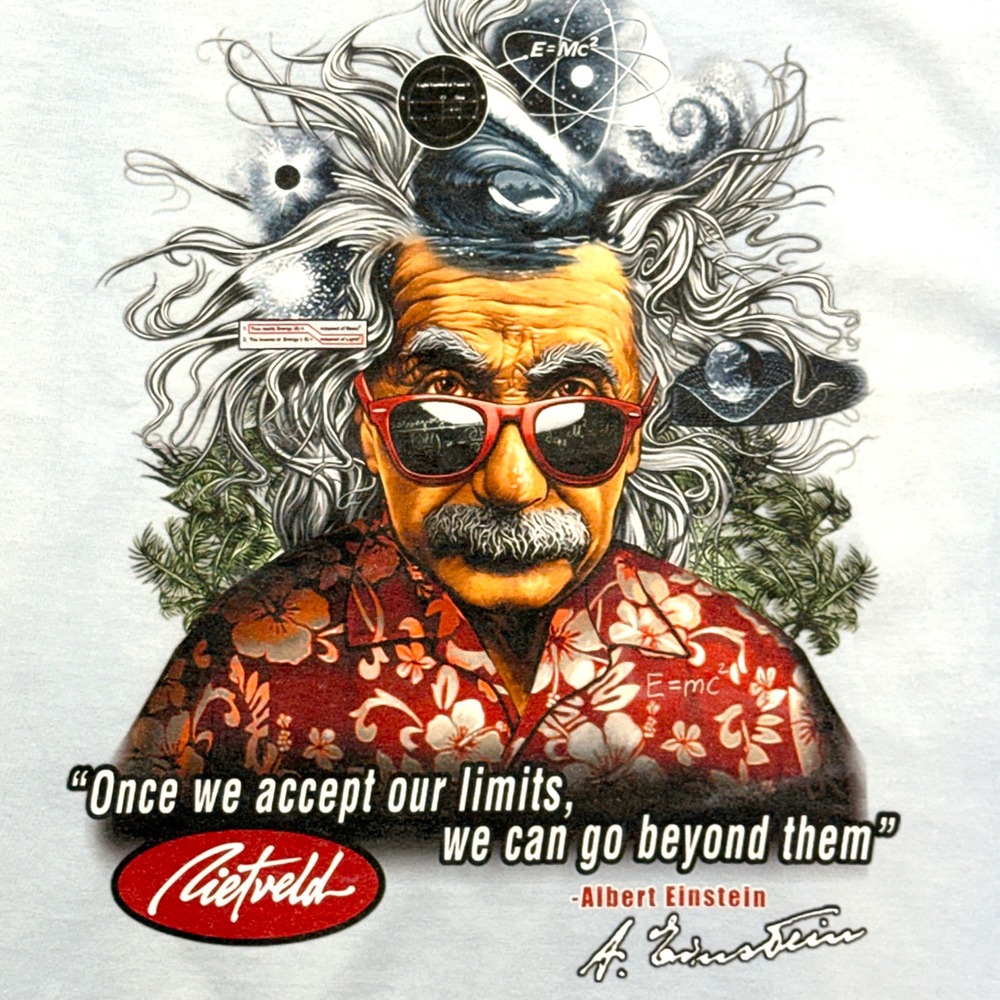 Rietveld Albert Einstein T Shirt Mens M Lt Blue E=MC2 Graphic Surf Skate NWOT